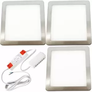 3x brushed nickel Ultra-Slim Square Under Cabinet Kitchen Light & Driver Kit - Warm White Diffused led