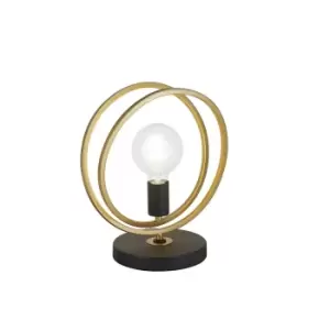 Wales Double Ring Table Lamp, E27, Matt Black, Painted Gold