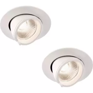 2 PACK Fully Adjustable Ceiling Downlight - 15W Warm White LED - Matt White