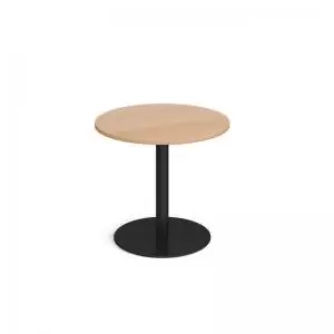 Monza circular dining table with flat round Black base 800mm - beech