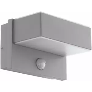 IP44 Outdoor Wall Light & pir Sensor Silver Steel Square 5.6W Built in led