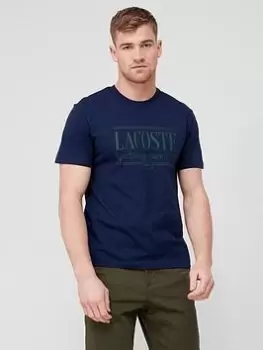 Lacoste Logo Print T-Shirt - Navy, Size 4XL, Men