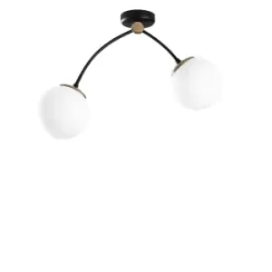 Model 5 Deco 2-light Ceiling Lamp with Glass Lampshades