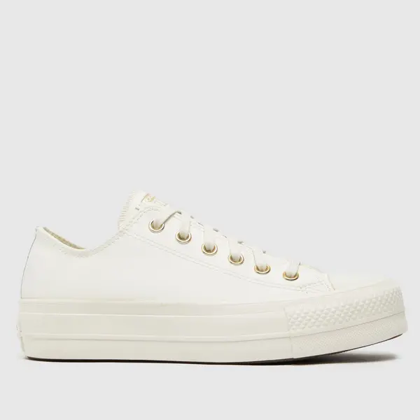 Converse lift ox trainers in white & gold White/Gold UK 3 (EU 35)