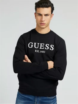 GUESS Sweatshirt Men Black Cotone - Cotton