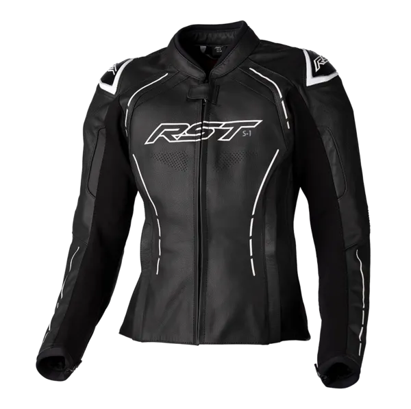 RST S1 Leather Jacket Black White Size 40