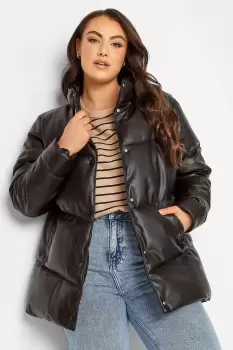 Faux Leather Puffer Jacket