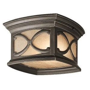 2 Light Flush Mount Outdoor Ceiling Light Olde Bronze IP44, E27