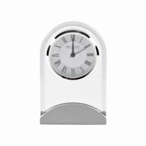 WILLIAM WIDDOP Arched Glass Silver Mantel Clock