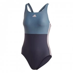 adidas Womens Sh3. Ro Colorblock 3-Stripes Swimsuit - Legend Ink