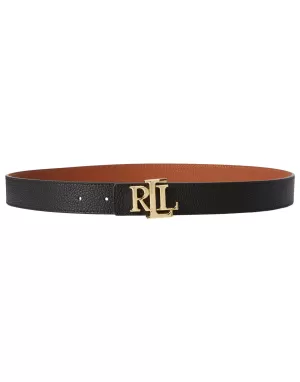 Lauren Ralph Lauren Womens Reversible Skinny Logo Belt - Lauren Tan/Dark Brown - S