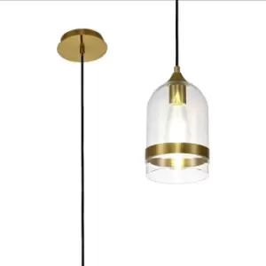 Luminosa Pendant 15cm Dome, 1 x E27 (Max 20W), Ancient Brass & Clear