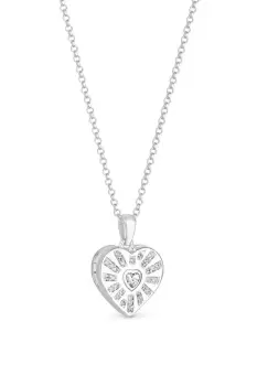 Sterling Silver 925 Cubic Zirconia Heart Locket Necklace