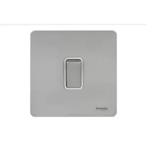 Schneider Electric Ultimate Screwless Flat Plate - Single Intermediate 2 Way Light Switch, 16AX, GU1414WSS, Stainless Steel with White Insert