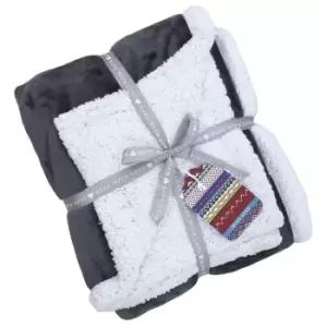 Riva Paoletti Luxe Sherpa Fleece Throw (127 x 152cm) (Charcoal)