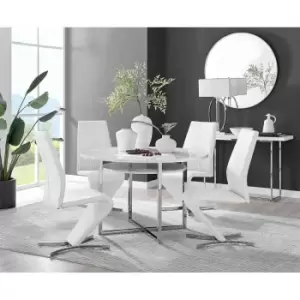 Furniture Box Adley White High Gloss Storage Dining Table and 4 White Willow Chairs