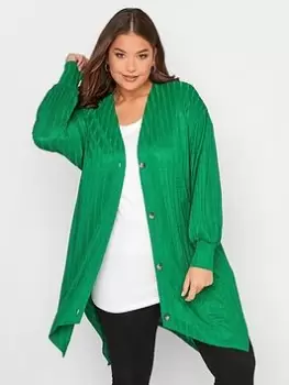 Yours Textured V-neck Cardigan - Green , Green, Size 16, Women