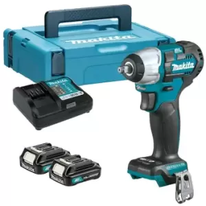 Makita TW161DSAJ 12V CXT Brushless 1/2'' Impact Wrench, 2x 2.0Ah Batteries, Charger & Case - N/A