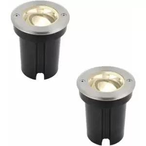 2 pack Stainless Steel IP67 Ground Light - 6W Warm White LED - Tilting Head