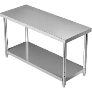 Stainless Steel Prep Table, 60 x 24 x 34 Inch, 550lbs Load Capacity Heavy Duty Metal Worktable with Adjustable Undershelf, Commercial Workstation for