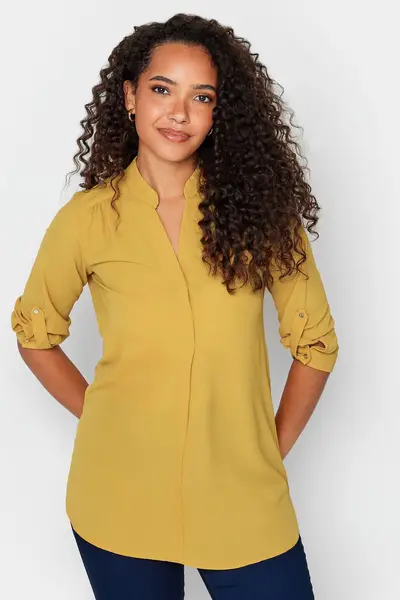 M&Co Tab Sleeve Blouse Yellow