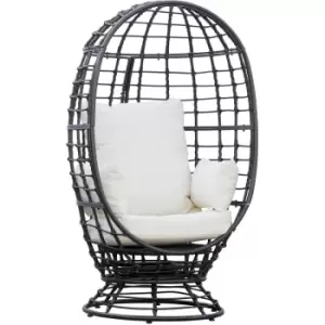 Outsunny - Swivel Egg Chair Rattan Outdoor Chair with Cushion for Patio Black - Black