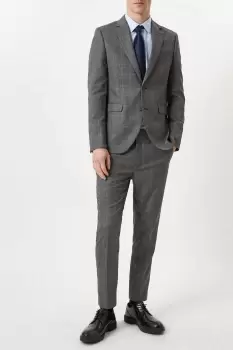 Mens Skinny Grey Blue Highlight Check Suit Trouser