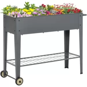 Outsunny - Metal 104 x 39 x 80cm Raised Garden Bed w/ Wheels and Shelf for Garden