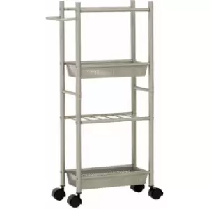 Premier Housewares 4 Tier Brush Nickel Trolley with 2 Baskets