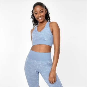 Everlast Seamless Camo V Neck Sports Bra - Dusk Blue