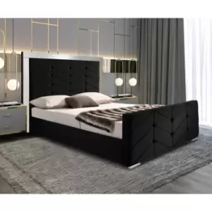 Marisa Upholstered Beds - Plush Velvet, Small Double Size Frame, Black - Black