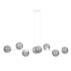 Rossi White Globe Pendant Ceiling Light with Graphite Glass Shades, 8x E14