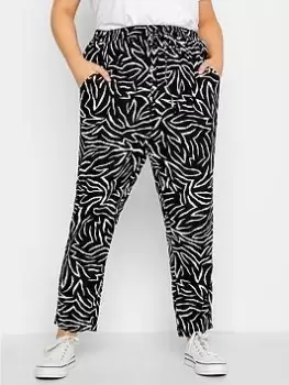 Yours Clothing Spun Viscose Zebra Print Jogger, Black, Size 22-24, Women