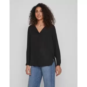 VILA High Low Split Neck Shirt Women Black