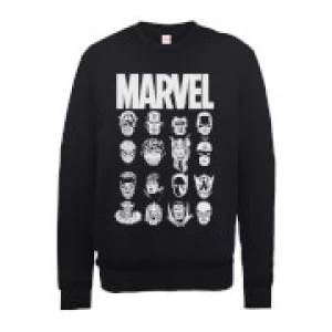 Marvel Multi Heads Mens Black Sweatshirt - S - Black