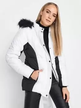 Long Tall Sally Mono Colourblock Padded Coat, Black, Size 14, Women