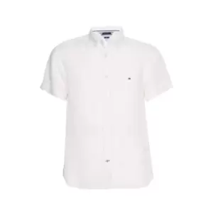 Tommy Hilfiger Pigment-Dyed Short Sleeve Linen Shirt - White