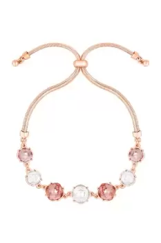 Rose Gold Tonal Pink Rivoli Stone Toggle Bracelet