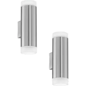 2 PACK IP44 Outdoor Up & Down Wall Light Stainless Steel 3W GU10 Porch Lamp