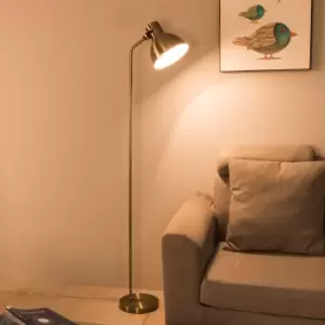 Floor Lamp for Living Room, Bowl Shade, On/Off Switch, ECP Plug, Reading Light, Simple Design, Antique Bronze Finish, E27 Bulb Cap