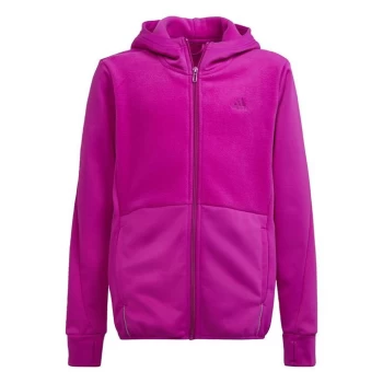 adidas Designed to Move Fleece Hoodie (Gender Neutral) Ki - Sonic Fuchsia