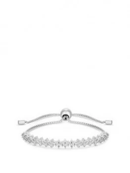 Simply Silver Sterling Silver Cubic Zirconia Cluster Toggle Bracelet