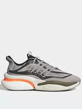 adidas Sportswear Alphaboost V1 Boost Lifestyle Running Trainers - Grey/Orange, Grey/Orange, Size 8, Men