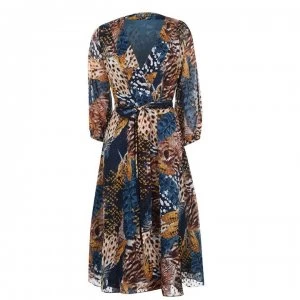 Biba Wrap Midi Dress - Feather Dobby