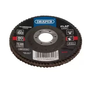 Draper 82360 Aluminium Oxide Flap Disc, 115 x 22.23mm, 60 Grit