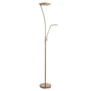 LED 1 Light Floor Lamp Antique Brass, And Frosted Plastic