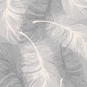 Superfresco Colours Feather Motif Wallpaper Grey Paper