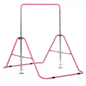 Homcom Kids Gymnastics Bar With Adjustable Height Foldable Training Bar - Pink