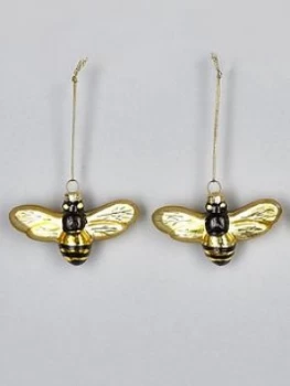 Sass & Belle Set Of 2 Glass Bee Christmas Tree Decorations