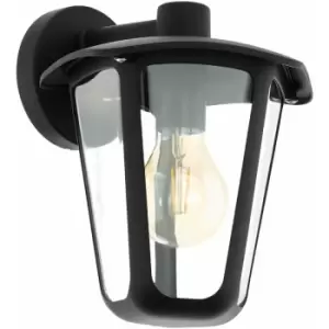 Loops - IP44 Outdoor Wall Light Black Glass Lantern 1x 60W E27 Bulb Porch Lamp Down